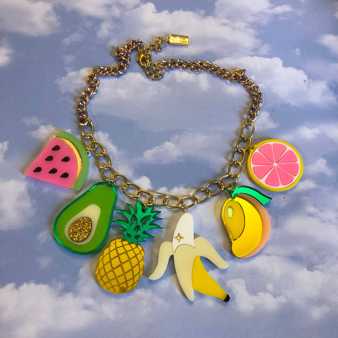 Fruit Food Acrylic Charm Statement Necklace