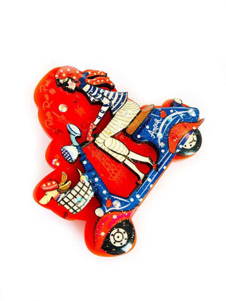 Beep Beep! Scooter Brooch by Rosie Rose Parker