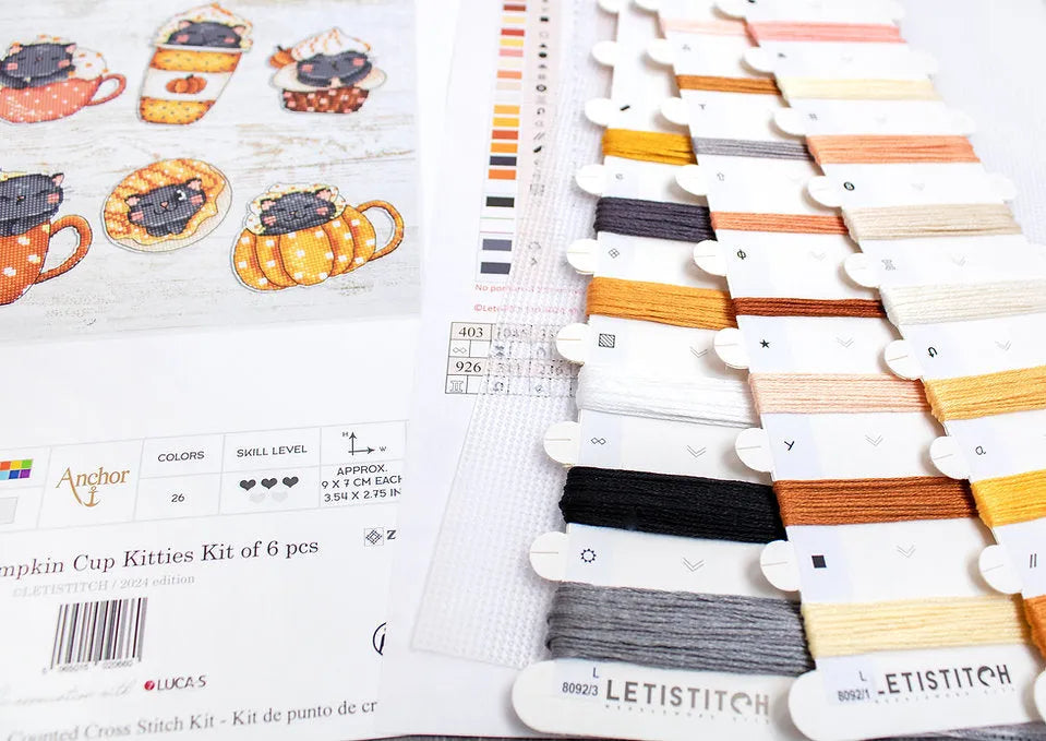 Pumpkin Cup Kitties Kit L8092 Counted Cross Stitch Kit