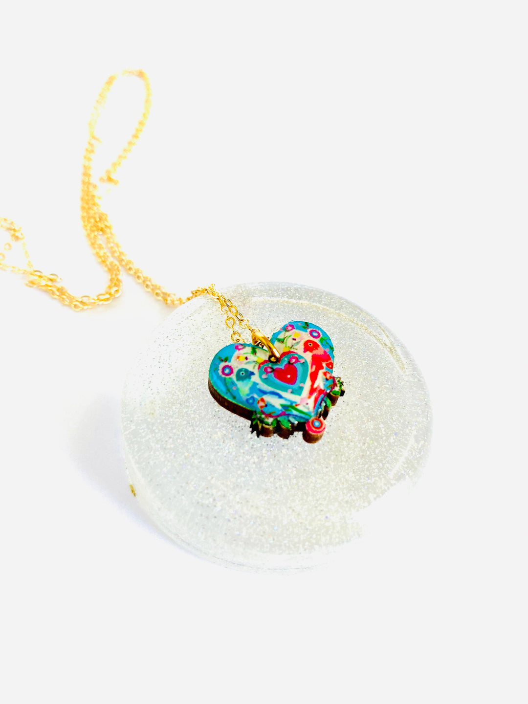 Lovebird Necklace on Gold Chain by Rosie Rose Parker