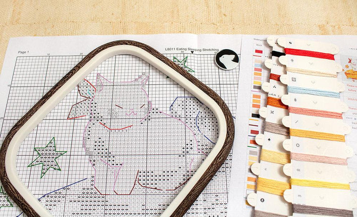 Eating Sleeping Stretching L8811 Counted Cross Stitch Kit