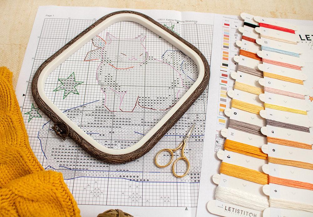 Eating Sleeping Stretching L8811 Counted Cross Stitch Kit