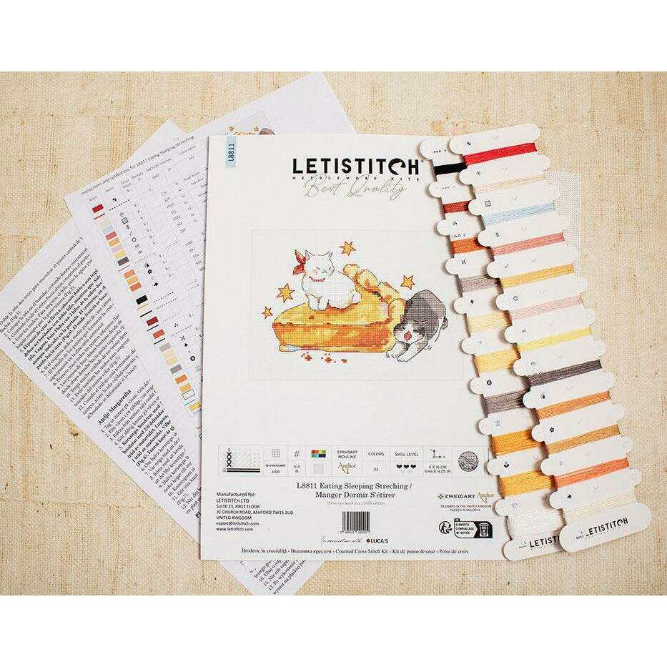 Eating Sleeping Stretching L8811 Counted Cross Stitch Kit