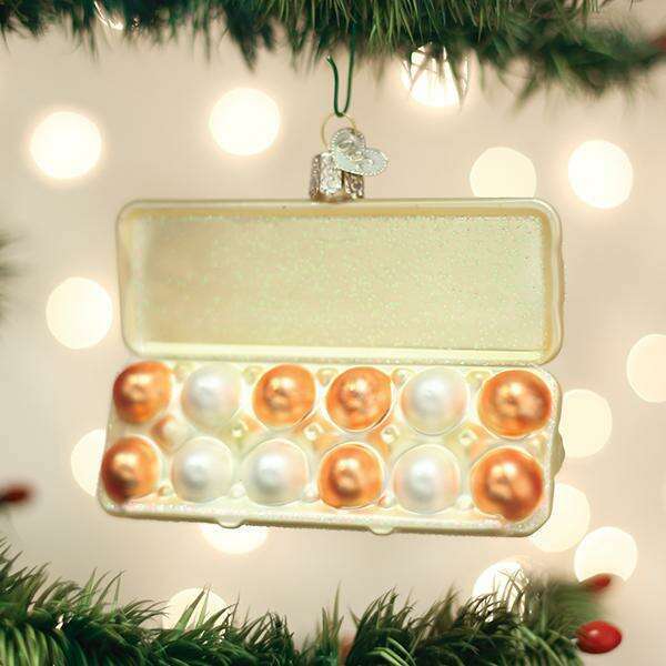 Old World Christmas Egg Carton Blown Glass Ornament