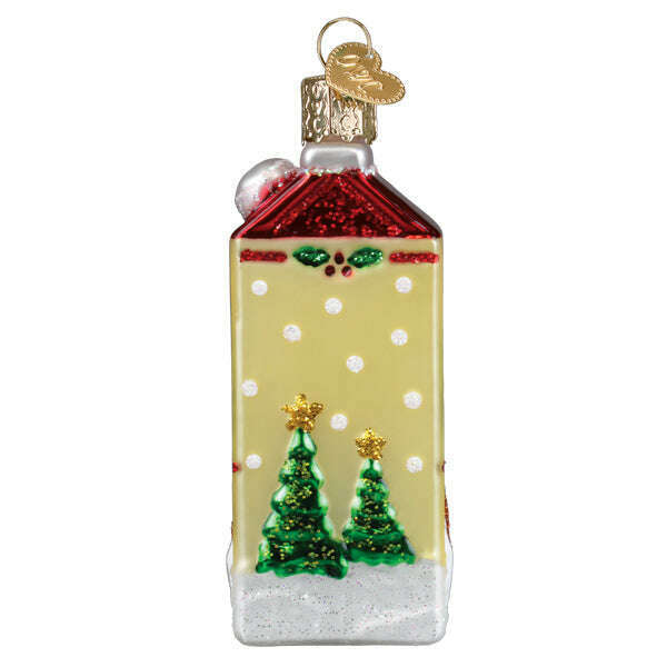 Old World Christmas Eggnog Carton Blown Glass Ornament