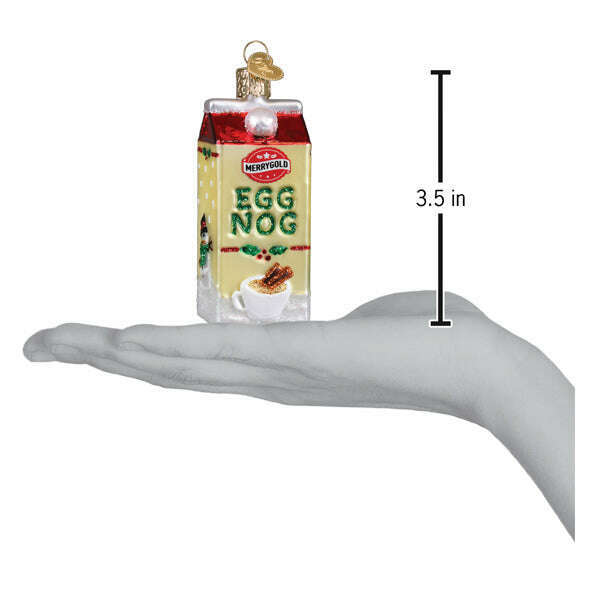Old World Christmas Eggnog Carton Blown Glass Ornament