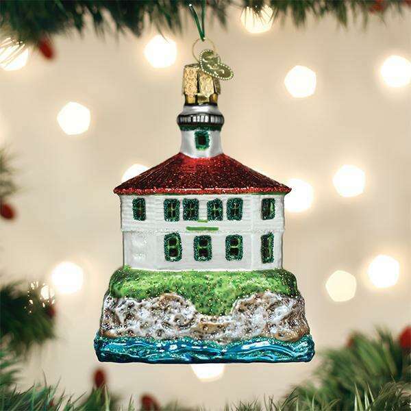 Old World Christmas Eldred Rock Lighthouse Blown Glass Ornament