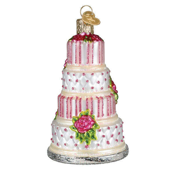 Old World Christmas Elegant Wedding Cake Blown Glass Ornament