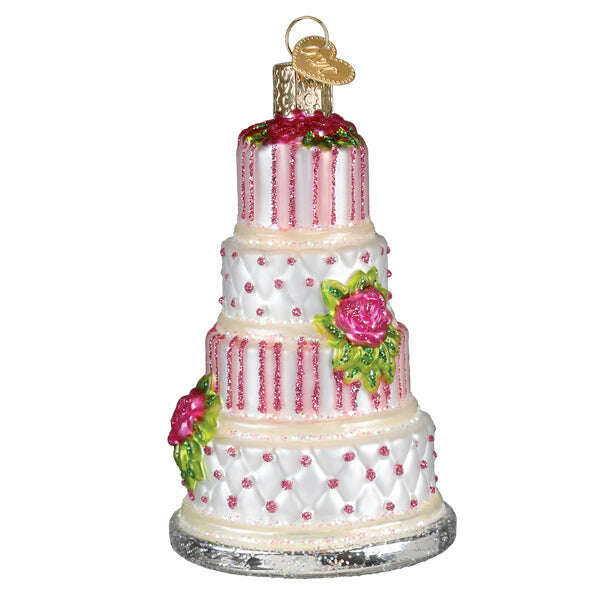 Old World Christmas Elegant Wedding Cake Blown Glass Ornament