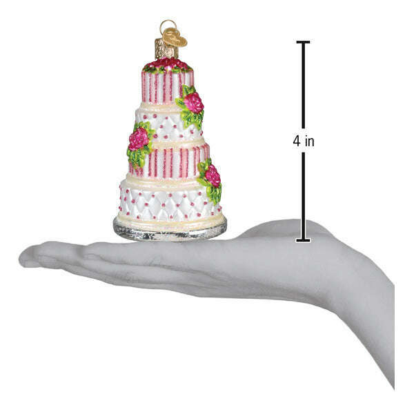 Old World Christmas Elegant Wedding Cake Blown Glass Ornament