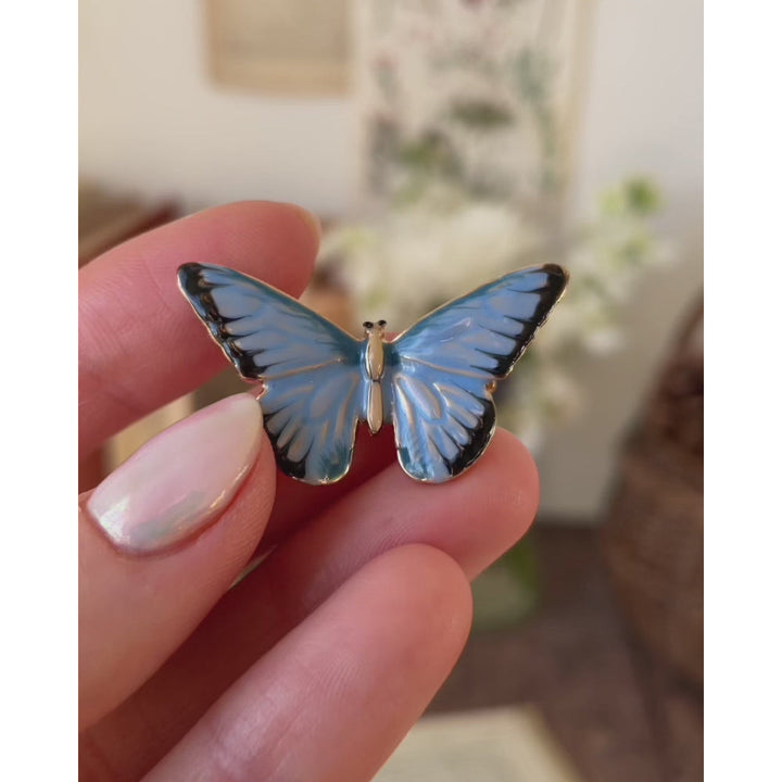 Enamel Blue Butterfly Brooch by Fable England 3