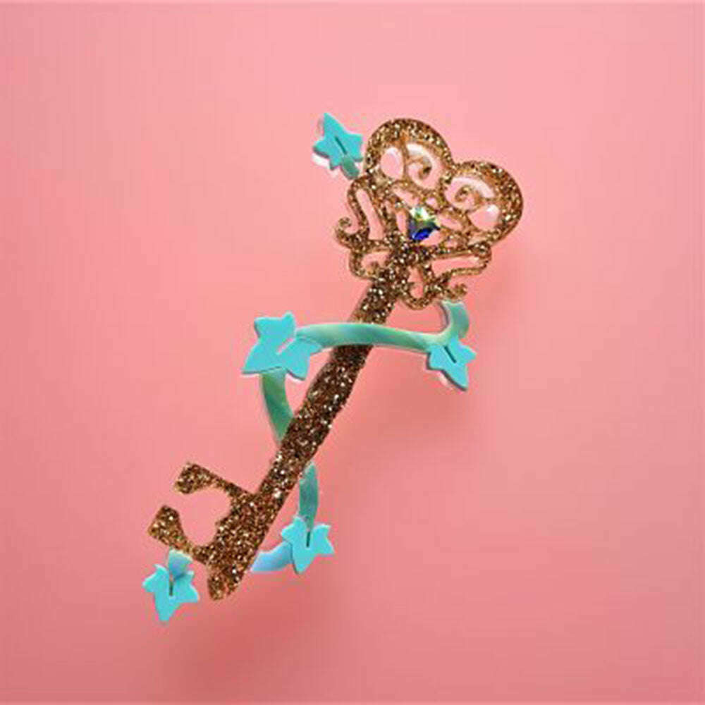 Enchanted Key Of Love Gold Brooch by Cherryloco Jewellery 2