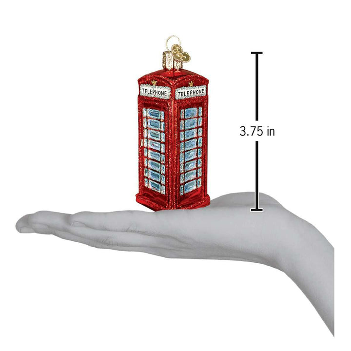 Old World Christmas English Phonebooth Blown Glass Ornament