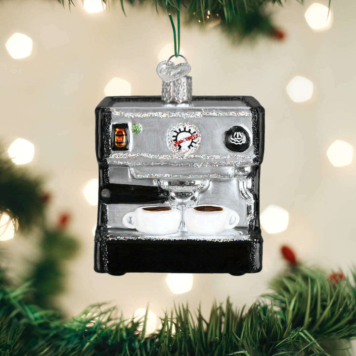 Old World Christmas Espresso Machine Blown Glass Ornament