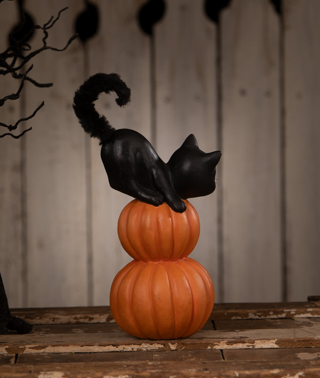 Small Pumpkin Stack Black Cat by Bethany Lowe Designs, image 4