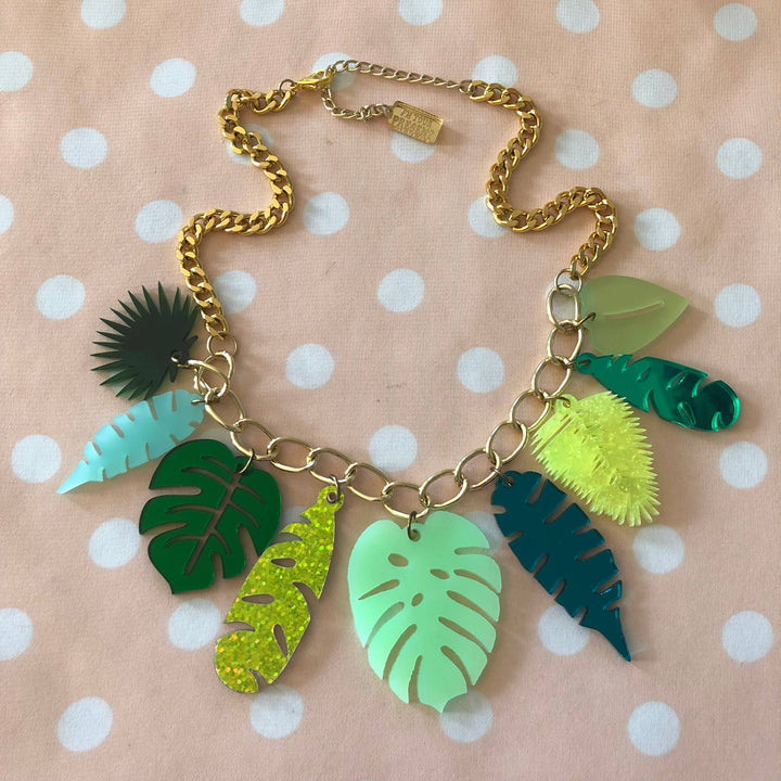 Tropical Leaves Statement Necklace