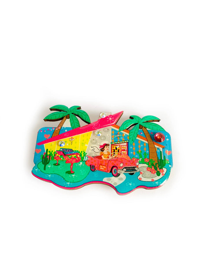 Mid Century Palm Springs House Brooch by Rosie Rose Parker