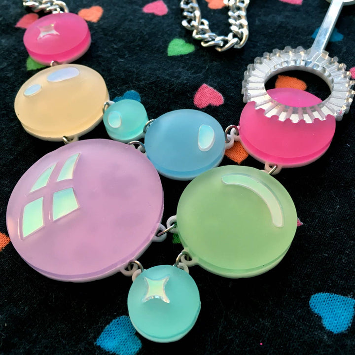 Pastel Rainbow Super Bubble & Wand Statement Necklace