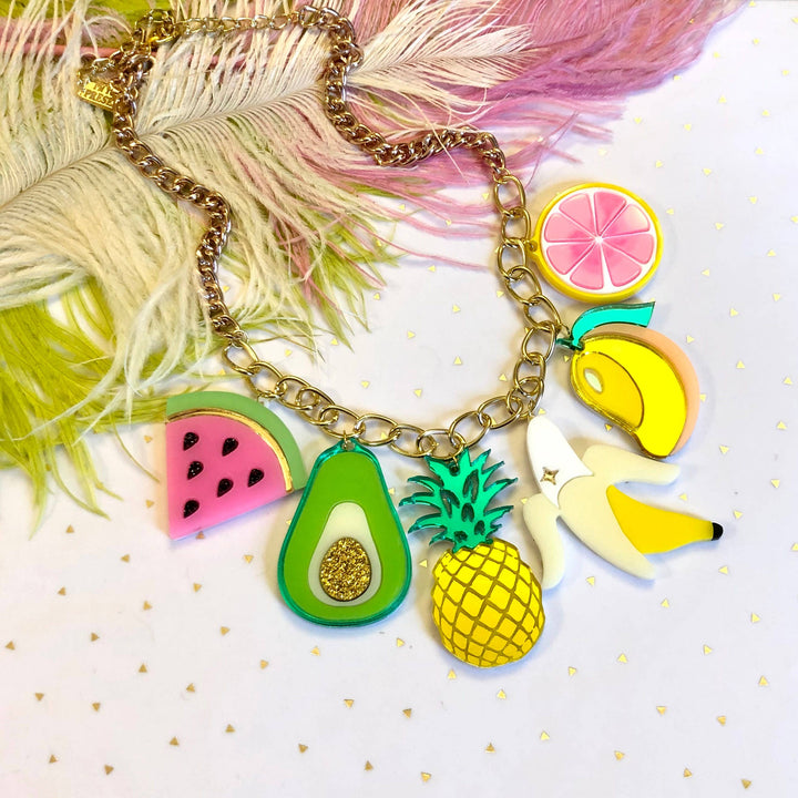 Fruit Food Acrylic Charm Statement Necklace