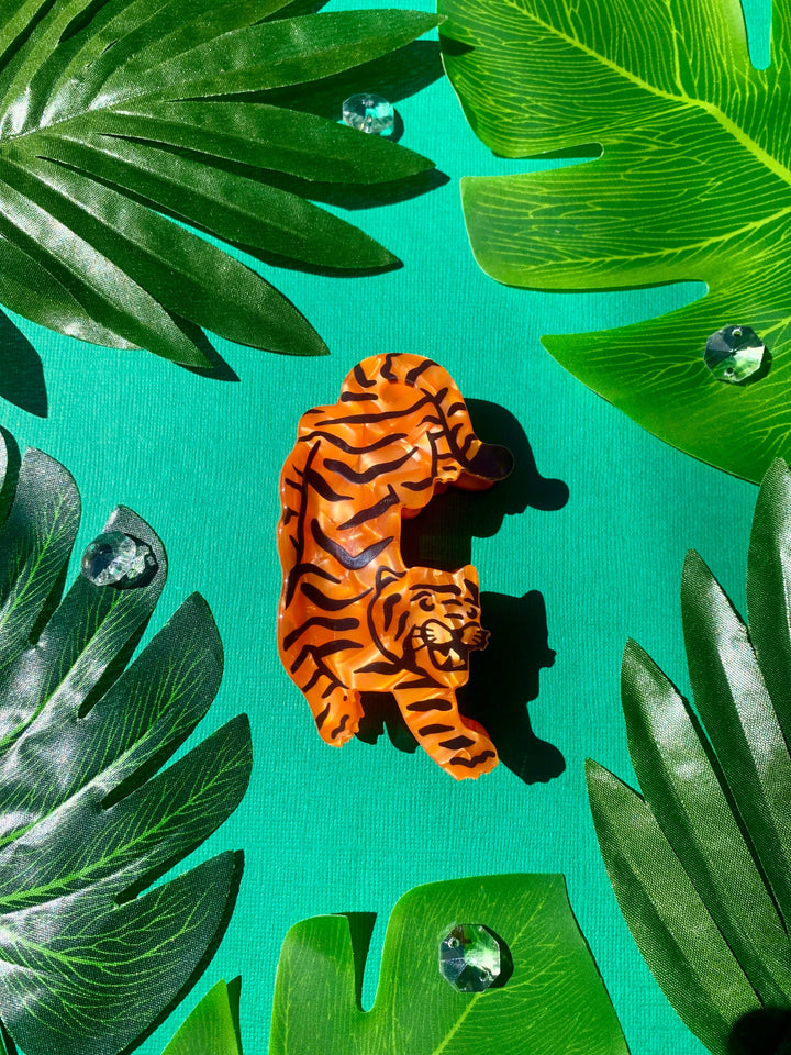 Tiger Acetate Hair Claw 