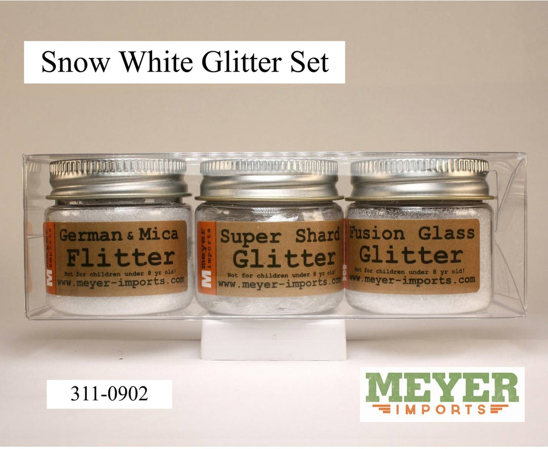 Snow White Icey German Glass Glitter Set - 3 Jars