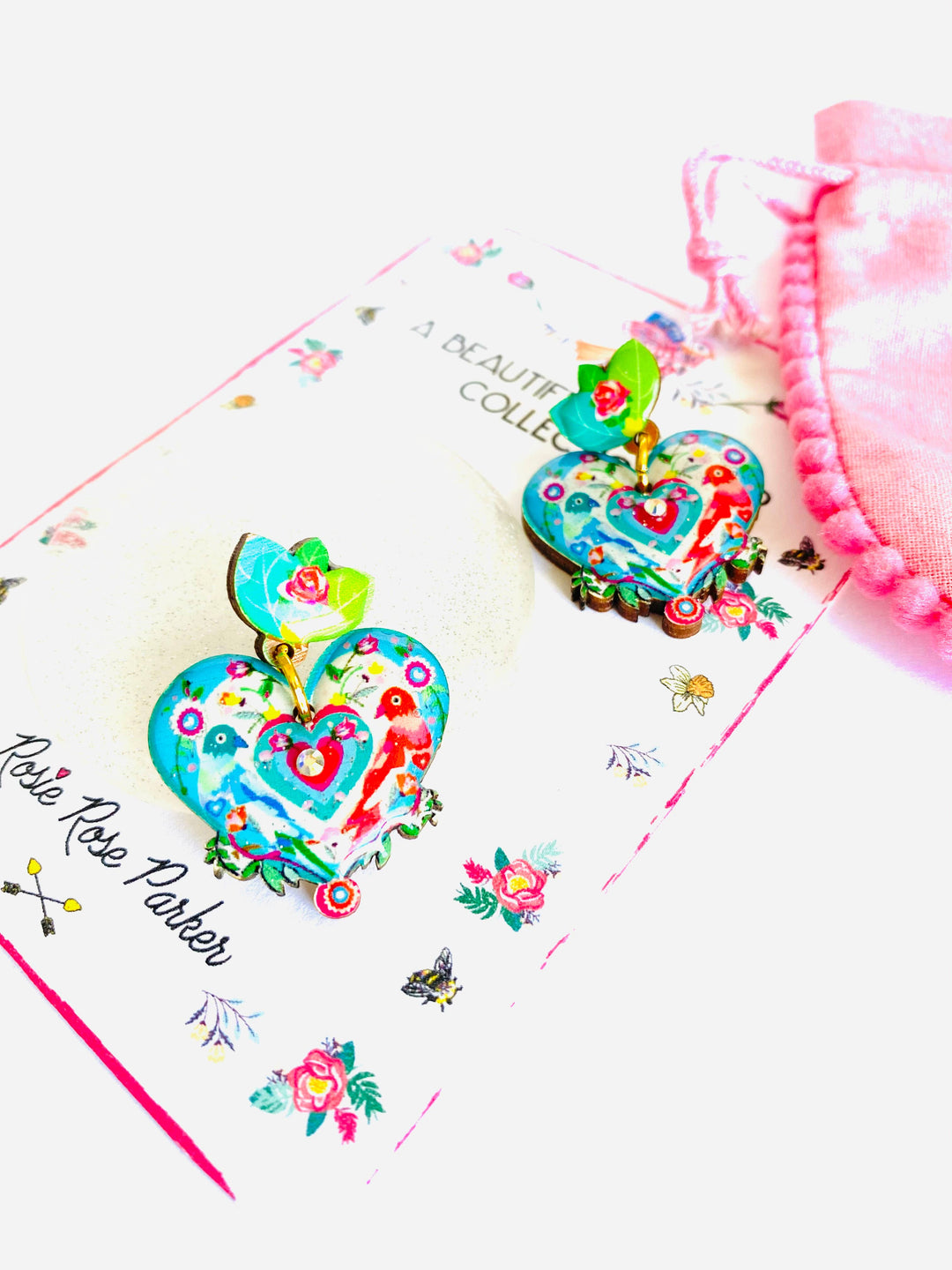 Love Bird Heart Shaped Earrings by Rosie Rose Parker