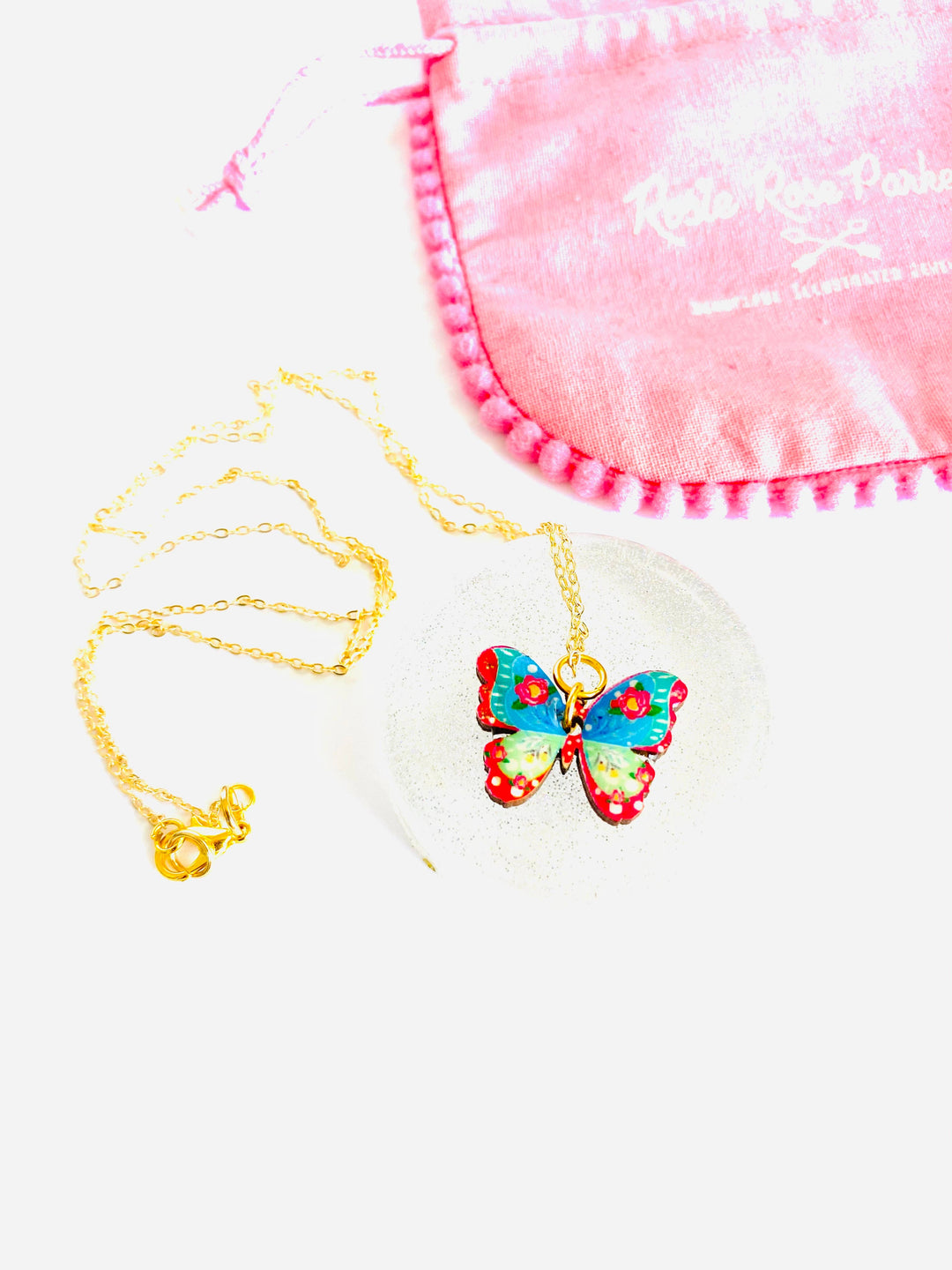 Butterfly Necklace on Gold Chain by Rosie Rose Parker