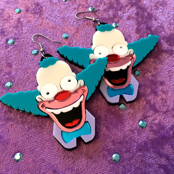 Krusty The Clown Acrylic Statement Earrings