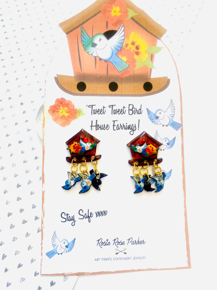 Bird House Earrings by Rosie Rose Parker