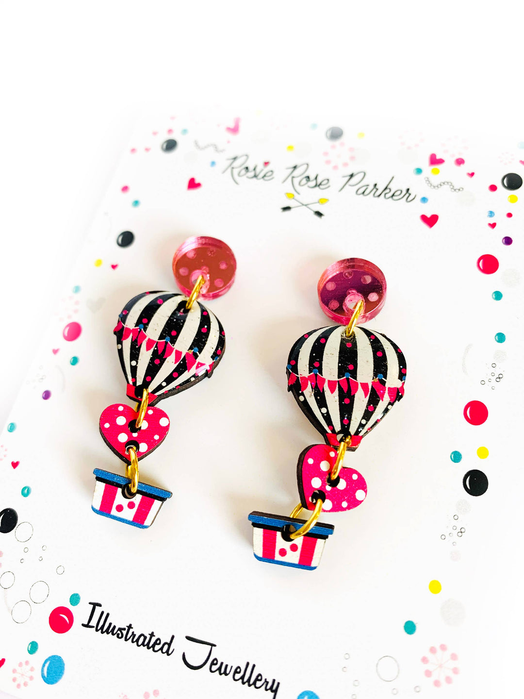 Heart Air Balloon Earrings by Rosie Rose Parker