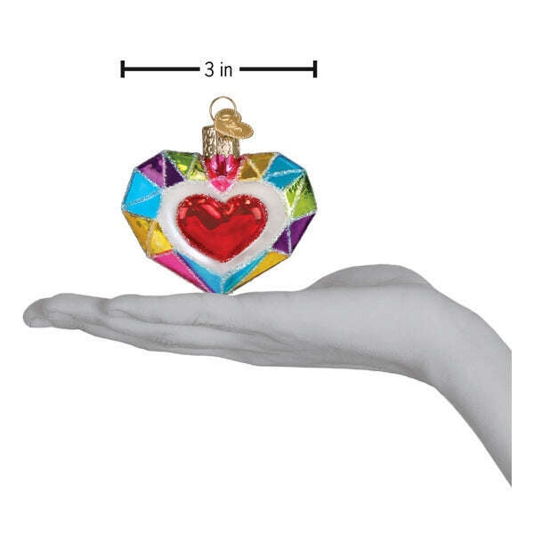 Old World Christmas Faceted Heart Blown Glass Ornament