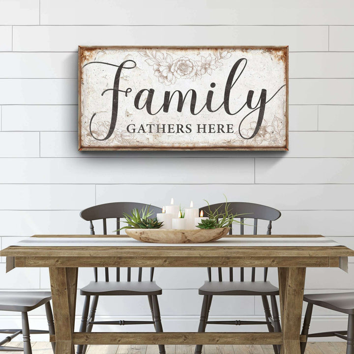 Family Gathers Here Sign