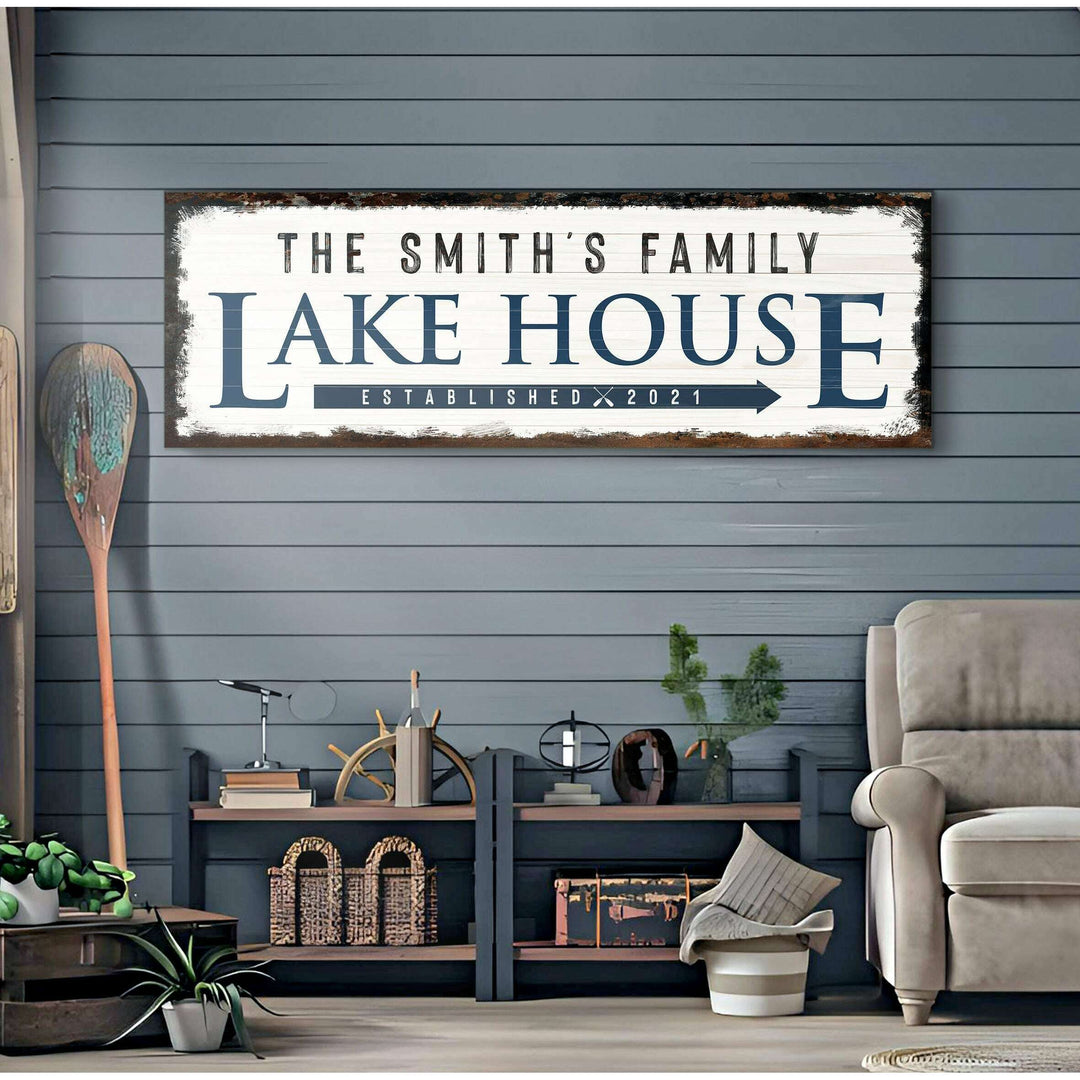 Family Lake House Arrow Sign