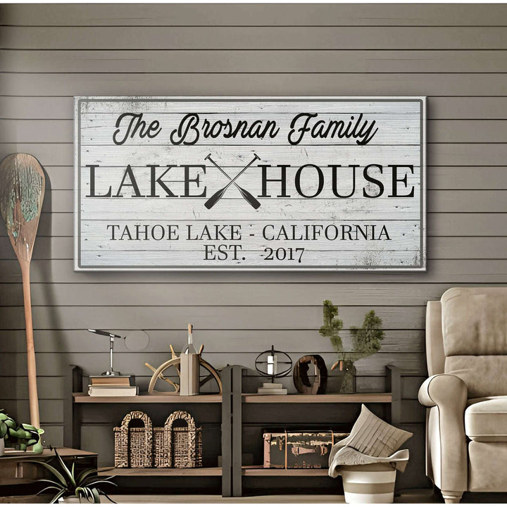 Family Lake House Paddle Sign