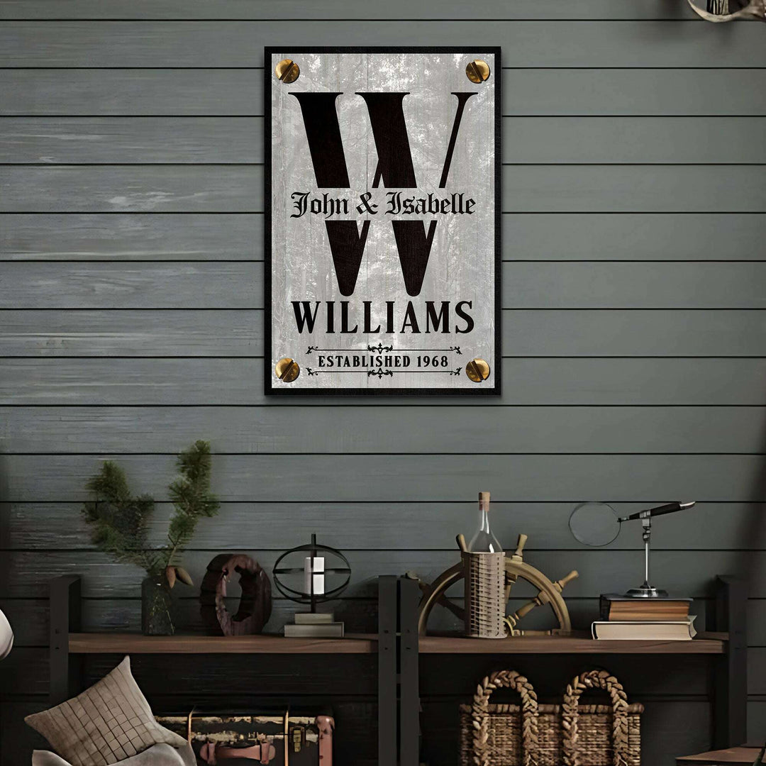 Family Name Portrait Monogram Sign III