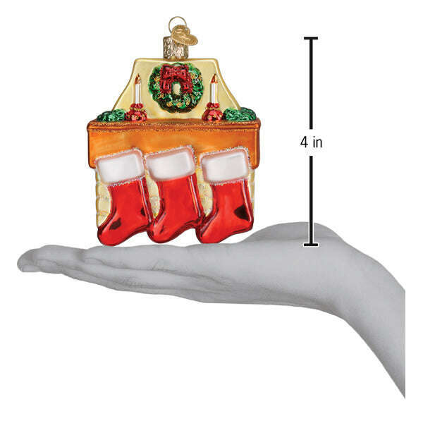 Old World Christmas Family of 3 Stockings Blown Glass Ornament