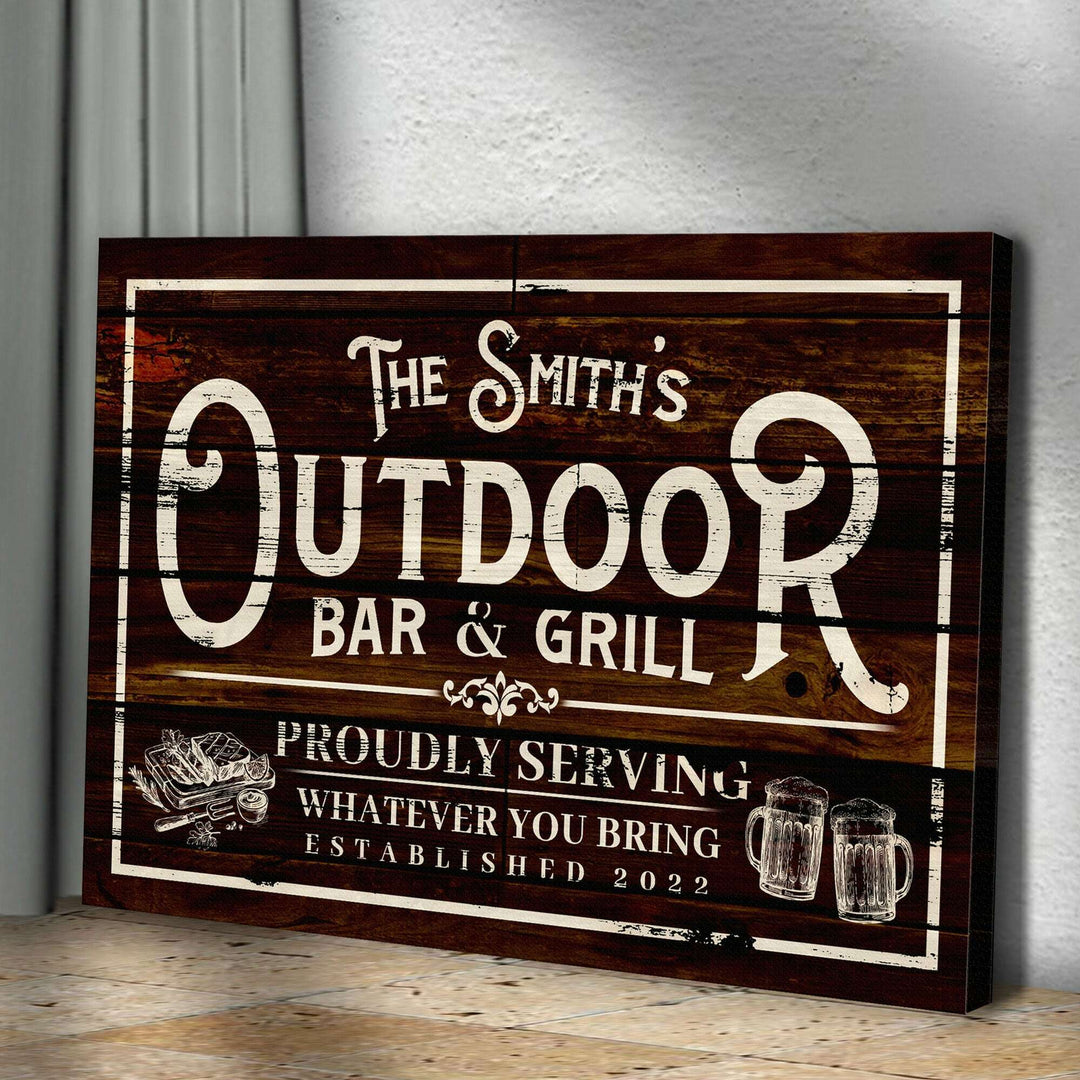 Family Outdoor Bar And Grill Sign II