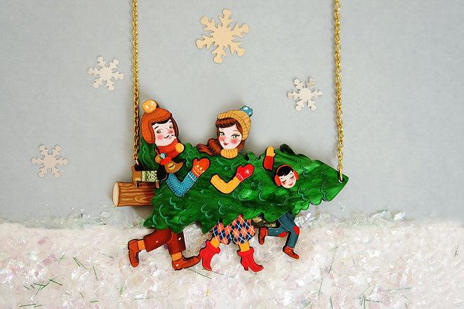 Family With Christmas Tree Necklace by LaliBlue - Quirks!