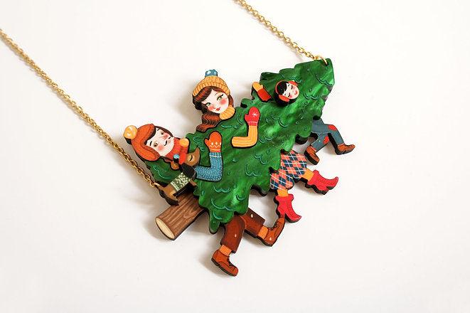 Family With Christmas Tree Necklace by LaliBlue - Quirks!