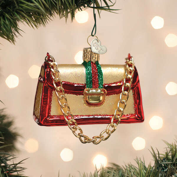 Old World Christmas Fashion Purse Blown Glass Ornament