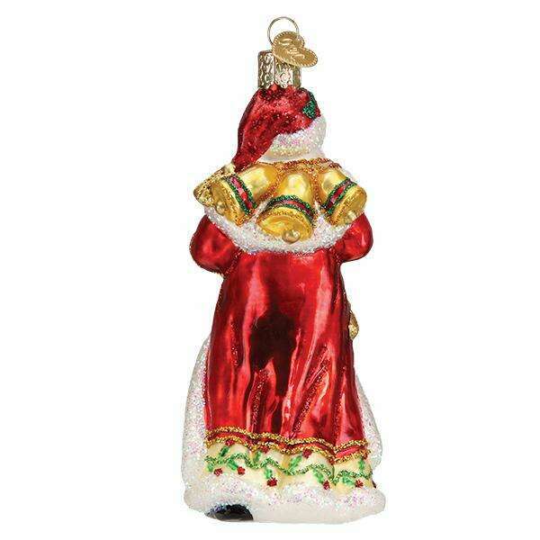 Old World Christmas Father Christmas with Bells Blown Glass Ornament