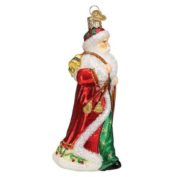 Old World Christmas Father Christmas with Bells Blown Glass Ornament