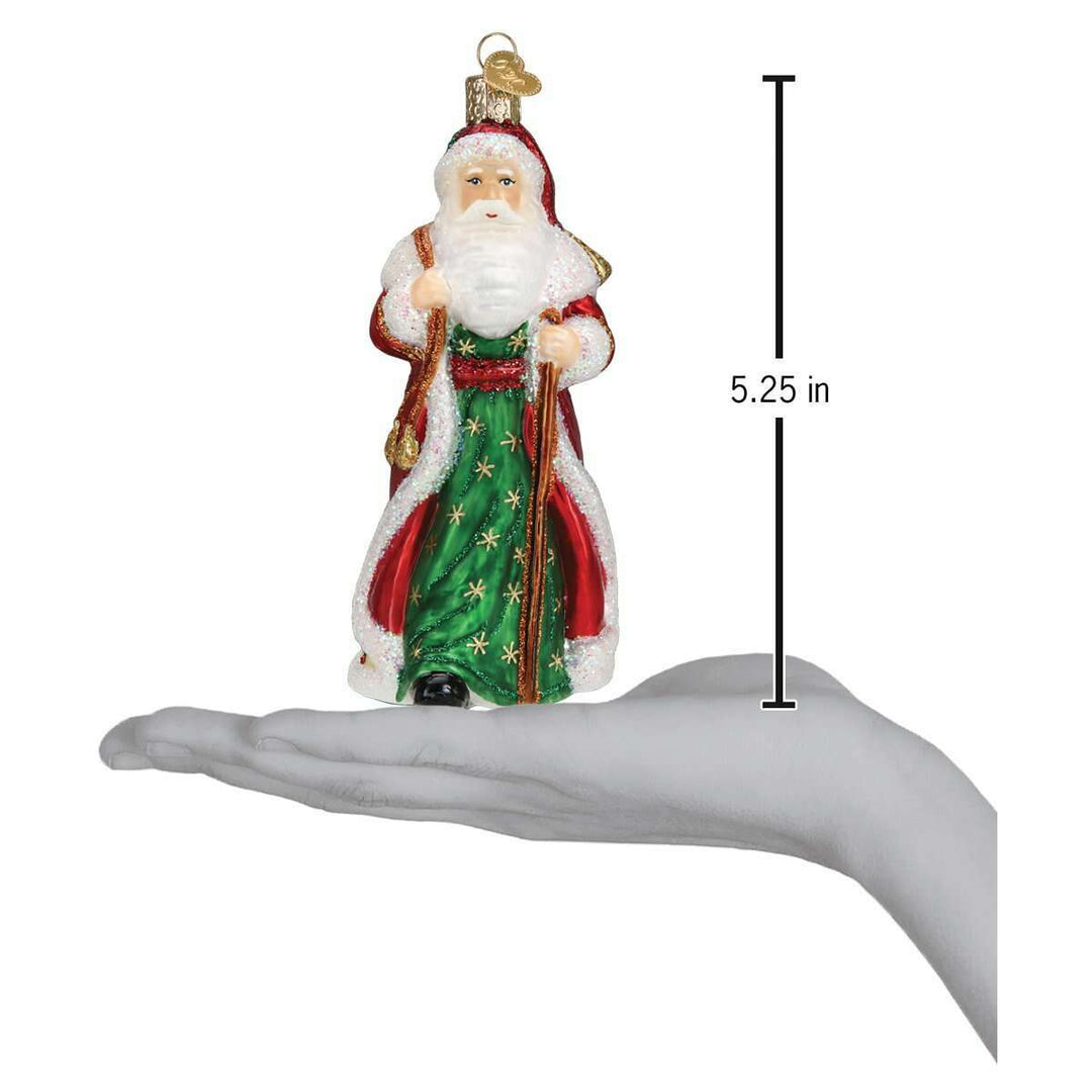 Old World Christmas Father Christmas with Bells Blown Glass Ornament