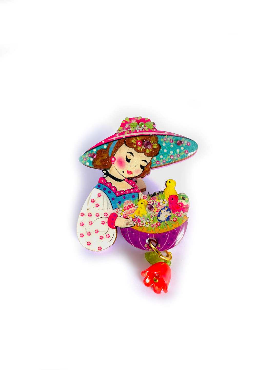 Penelope and her Easter Basket Brooch by Rosie Rose Parker