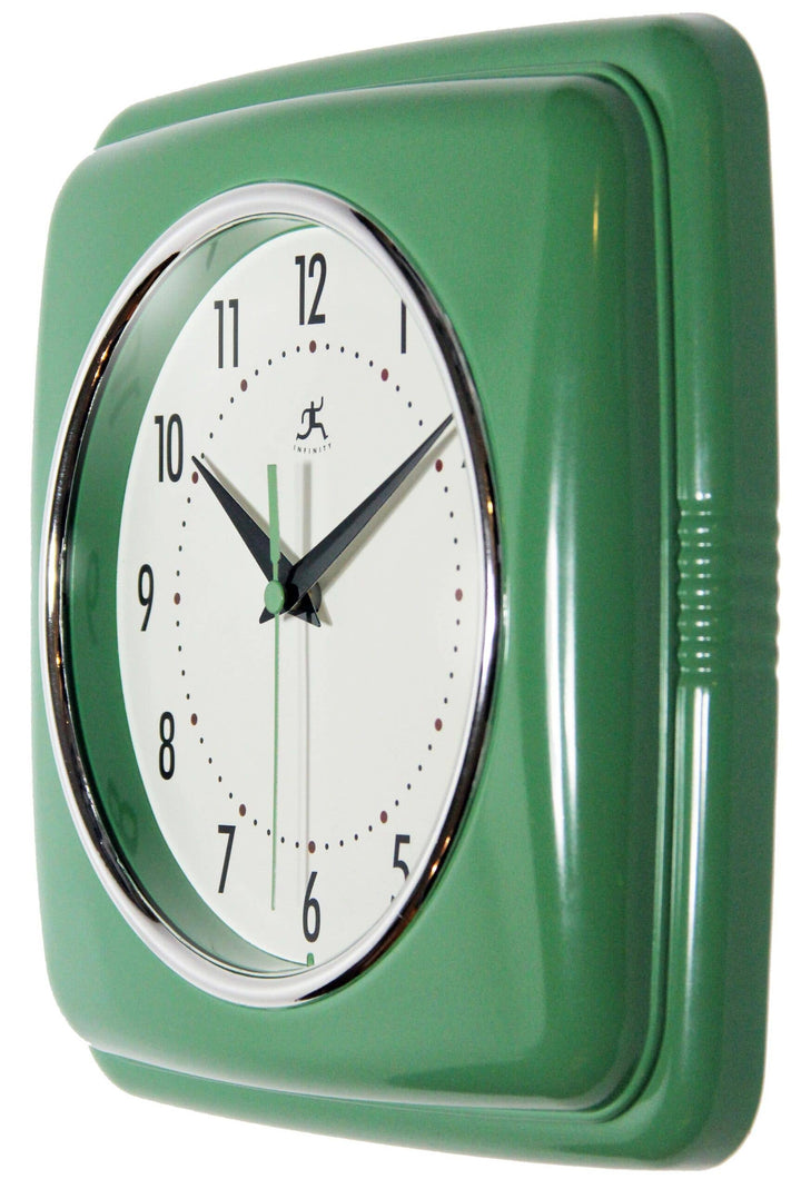 Retro Square Green Indoor Wall Clock