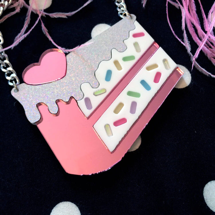 Funfetti Slice Of Cake Acrylic Statement Necklace