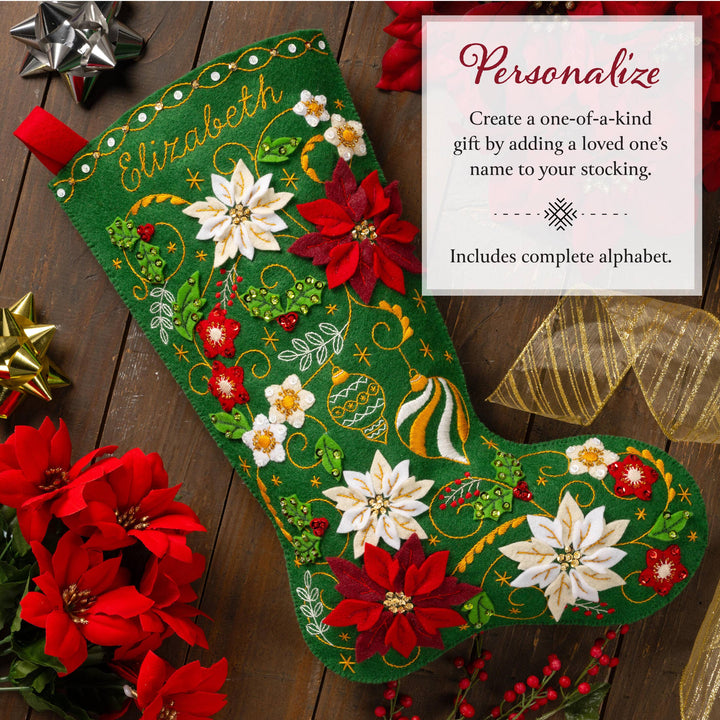 Bucilla Poinsettia Elegance Felt Stocking