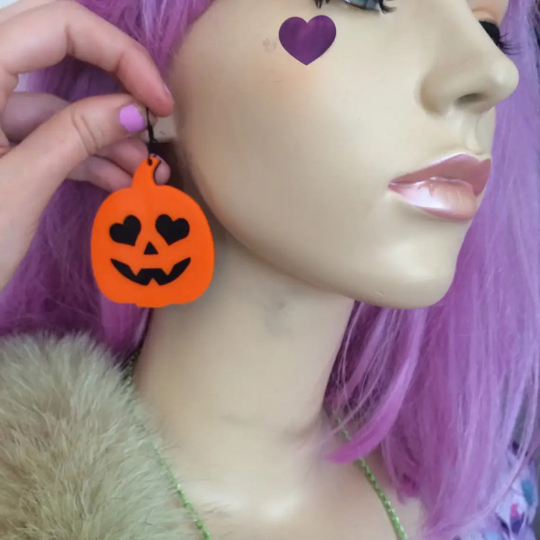 Pumpkin Jack-O-Lantern Acrylic Earrings