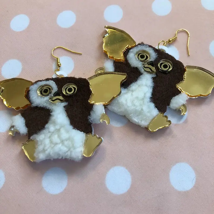 Gizmo Gremlins Acrylic & Fur Earrings