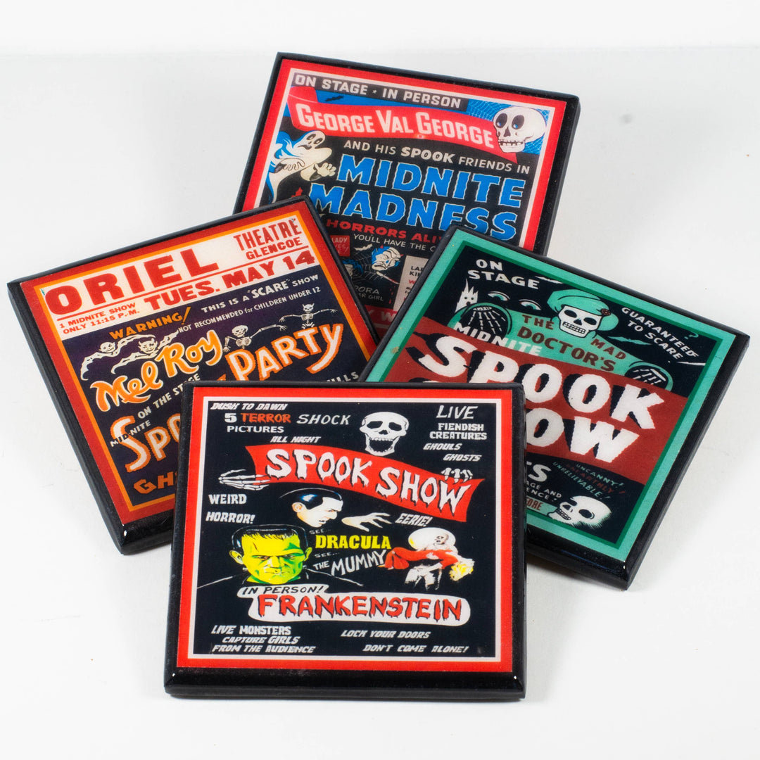 Vintage Halloween Spook Party Poster Coaster Set